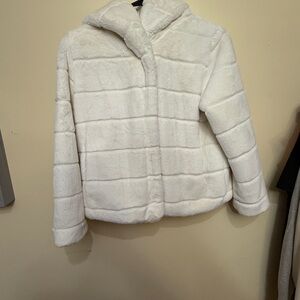 Cozy White Faux Fur Kids Puffer Jacket